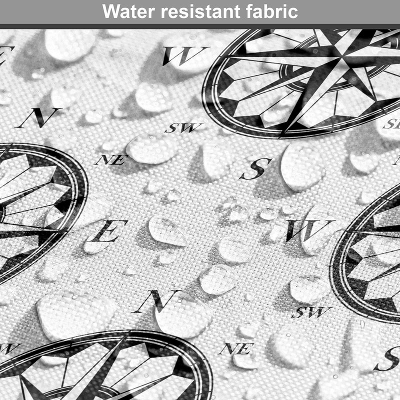 Lunarable Compass Fabric by The Yard, Ornate Compass Directions Pattern in Retro Monochrome Style Art Print, Decorative Fabric for Upholstery and Home Accents, 2 Yards, Ecru Black Upholstery Fabric 2 yards - BeesActive Australia