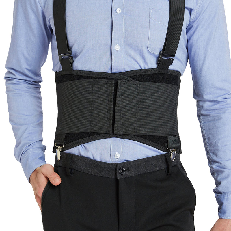 NeoTech Care Back Brace for Work with Removable Pants Clips & Detachable Suspenders - Back Support Belt - Adjustable, Light, Breathable - Posture (Black, Size XXL) Black