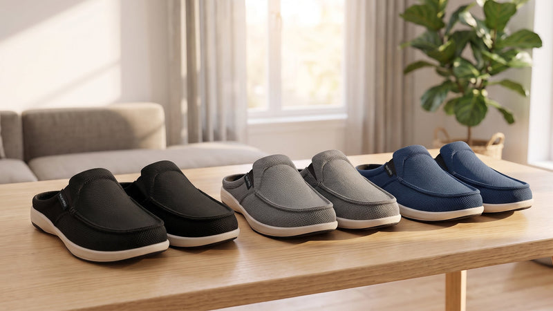 Mens Slippers with Arch Support, House Shoes for Men for Plantar Fasciitis 10.5 Navy