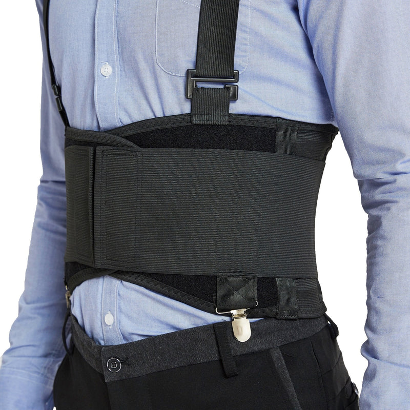 NeoTech Care Back Brace for Work with Removable Pants Clips & Detachable Suspenders - Back Support Belt - Adjustable, Light, Breathable - Posture (Black, Size XXL) Black