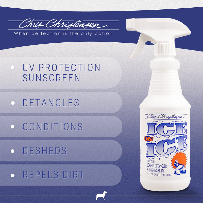 Chris Christensen Shampoo & Conditioner 16 oz Bundle - Spectrum One Shampoo + Spectrum One Conditioner +Ice on Ice Dentangling/Finishing Spray, Groom Like a Professional, Made in USA - PawsPlanet Australia