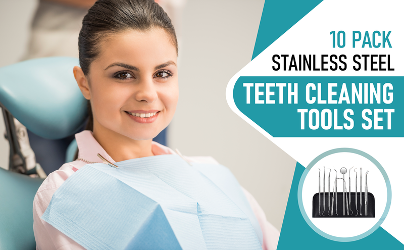 Dental Kit Tools, 10 Pack Stainless Steel Plaque Remover, Dental Tools to Remove Plaque and Tartar, Oral Care Kit with Plaque Cleaner, Tartar Pick, Tooth & Tongue Scraper for Dentist, Personal, Family