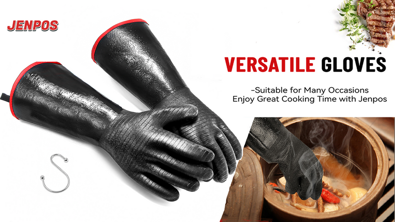 BBQ Grilling Gloves, 1472°F Thicken Thermal Gloves w/S-Hook