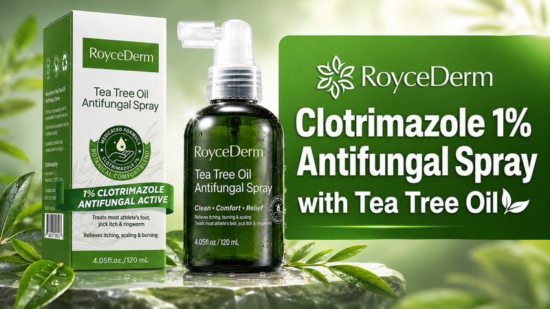 Roycederm Clotrimazole 1% Antifungal Spray for Athlete's Foot, 4.05 fl oz Tea Tree Oil Spray 1 Pack