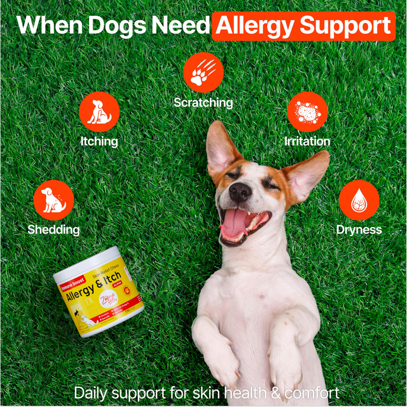 Dog Allergy Chews – Dog Allergy Relief, Itch Relief for Dogs – Anti Itch, Allergies & Immune Chews for Dogs with Omega 3 Fish Oil, Colostrum & Probiotics – 340 Count, Made in USA 340 Chews