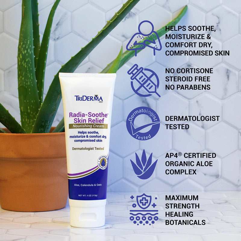 TriDerma Radia-Soothe Skin Relief Radiation Cream, FSA Eligible Helps Relieve Radiation Burn, Radiodermatitis and other Skin Damaging Side Effects from Radiation Therapy, Fragrance Free, 4 oz tube - BeesActive Australia