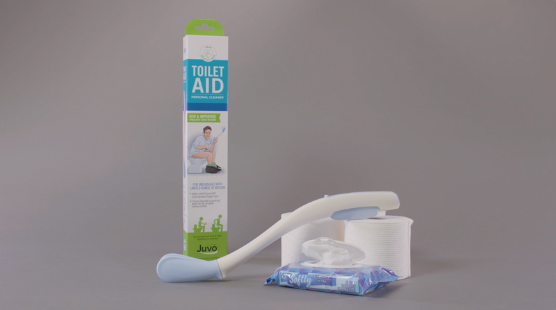 Juvo Toilet Aid - Personal Bottom Wiping Tool, Bathroom Mobility Aid for Disabled, Elderly, and Surgery Recovery - 18" long wand with hygienic cover Original Toilet Aid