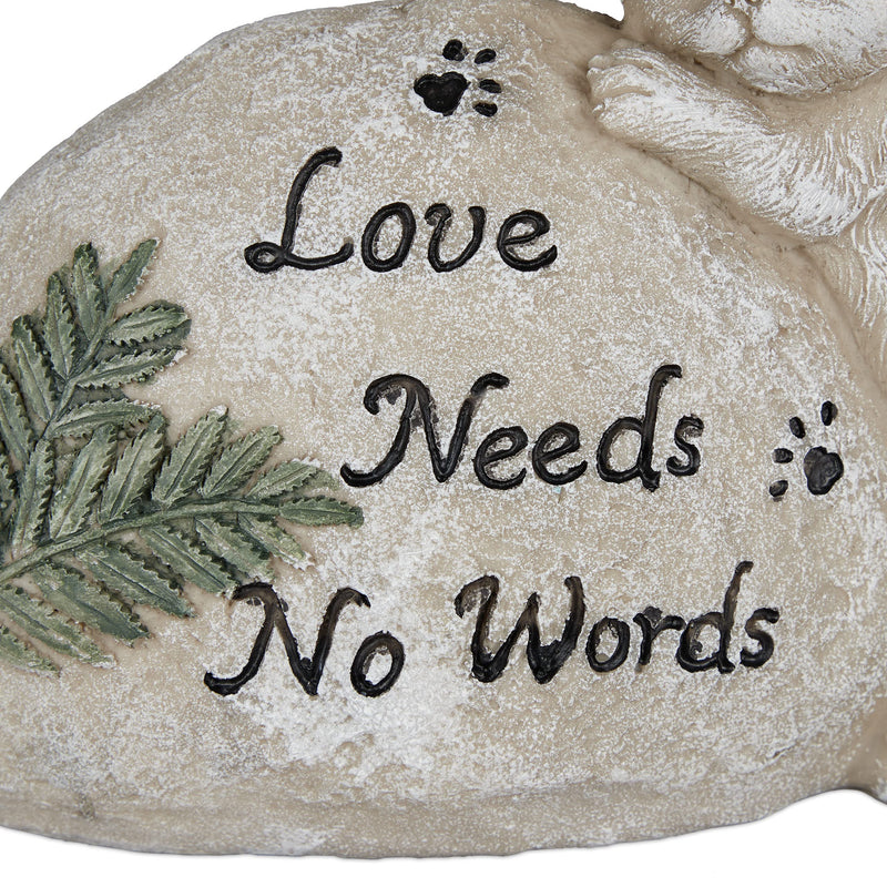 Relaxdays grave decoration for cat, garden decoration figure, keepsake animal, gravestone with saying, cat angel, weatherproof, cream - BeesActive Australia
