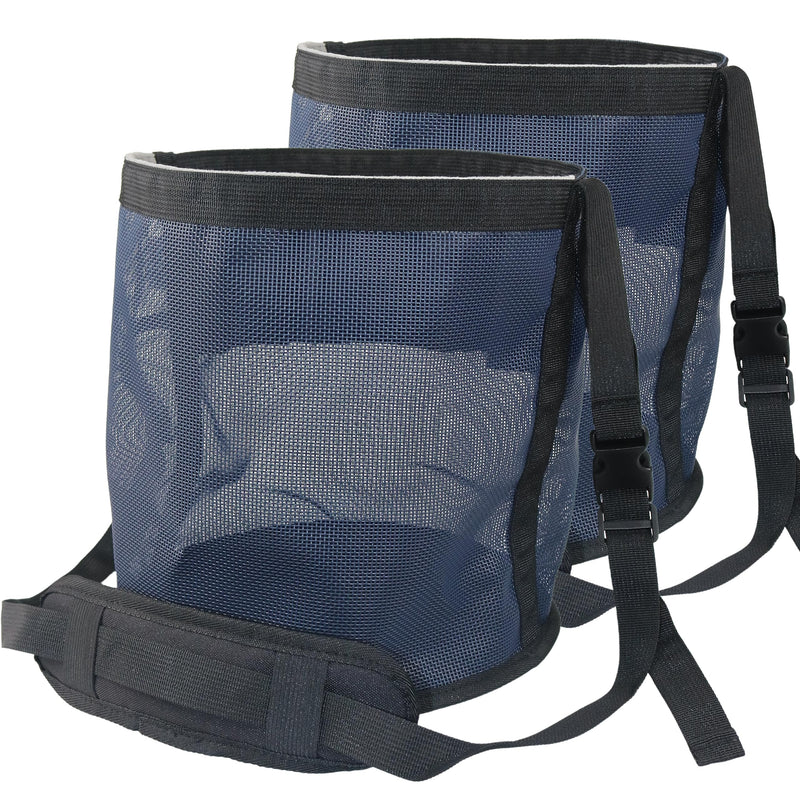 2PCS Horse Feed Bag，Heavy Duty Nylon Mesh Grain Feed Bag with Adjustable Strap,Horse Muzzle Feed Bag with Comfort Neck Pad and Nose Pad… (Dark Blue) Dark Blue - BeesActive Australia