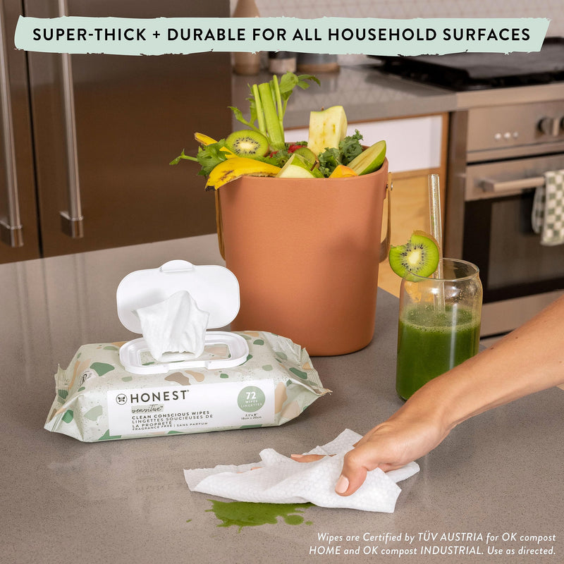 The Honest Company Clean Conscious Unscented Wipes , Over 99% Water, Compostable, Plant-Based, Baby Wipes , Hypoallergenic for Sensitive Skin, EWG Verified , Pattern Play, 60 Count - BeesActive Australia