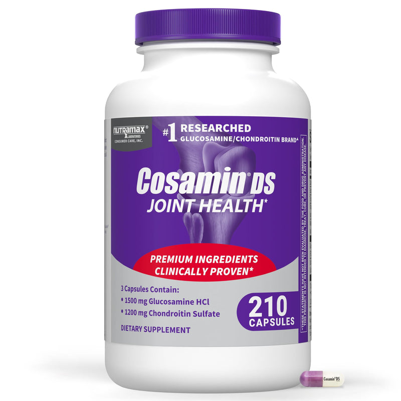 Nutramax Cosamin DS Joint Supplement, Glucosamine Chondroitin, 210 Capsules | Clinically Proven in Published Studies, Trademarked Glucosamine and Chondroitin for Joint Support, Third Party Tested 210 Count (Pack of 1)