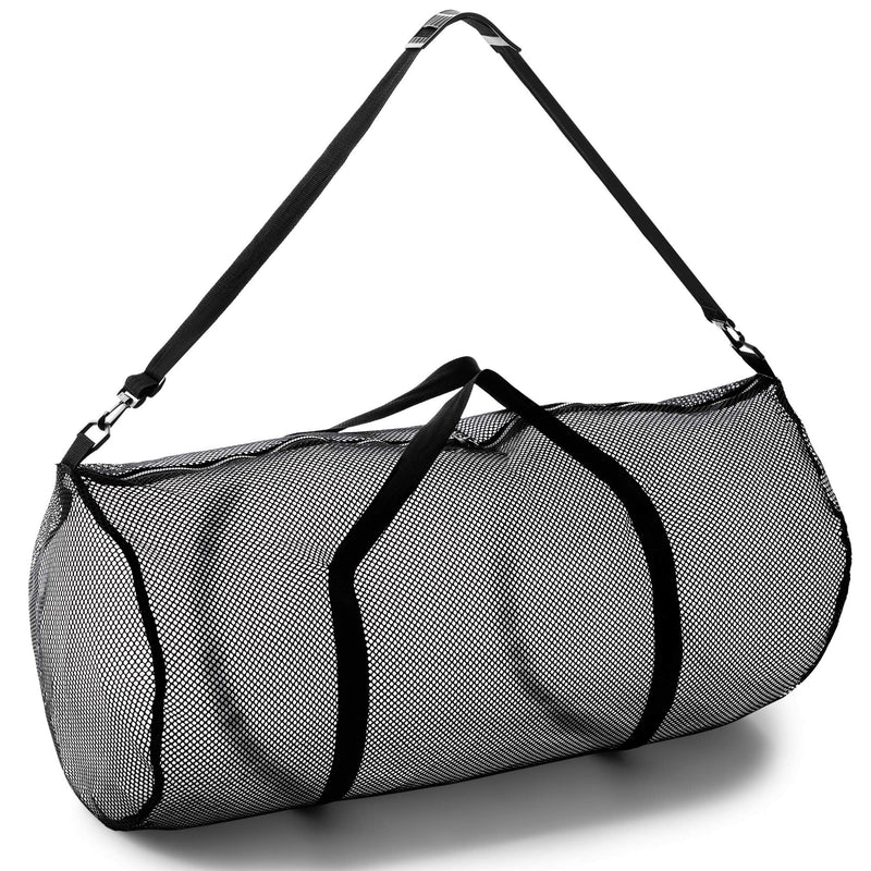 Champion Sports Mesh Duffle Bag – Oversized Breathable Gear Bag with Zipper & Shoulder Strap for Sports, Gym & Travel Black 15" x 36"