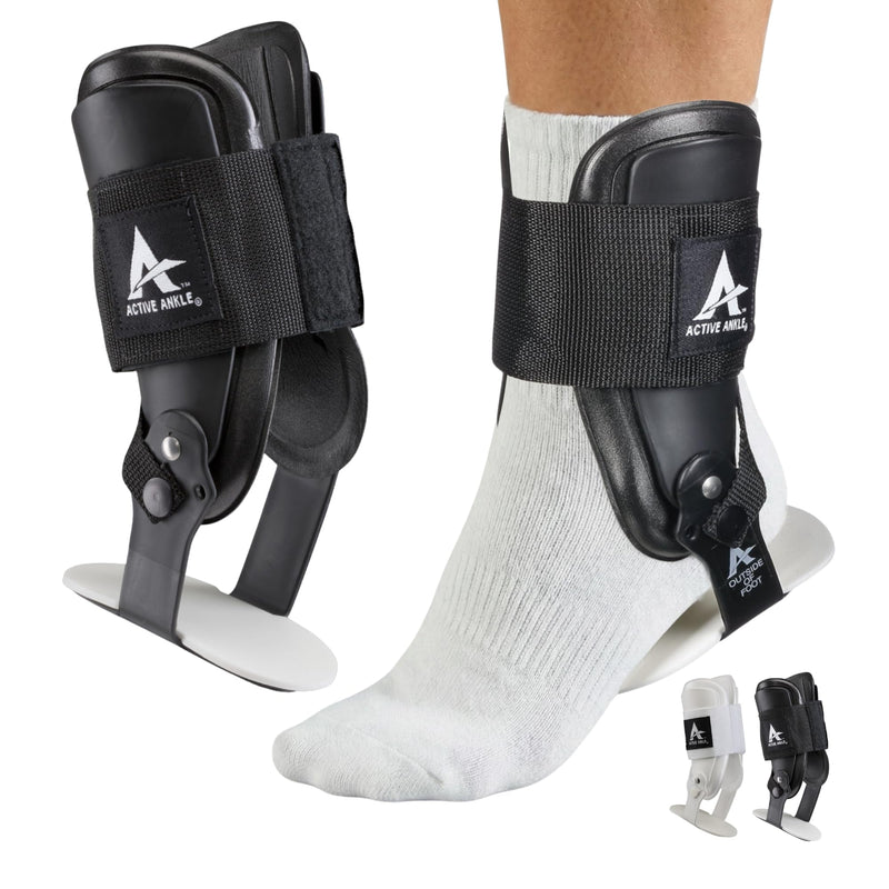 Active Ankle T2 Ankle Brace, Medium, Black, Rigid Support for Men 7-10 & Women 8-11 Shoe Size, Adjustable Brace for Sprained Ankle, Volleyball & Cheerleading, Lightweight EVA Padding, Fits Left or Right Foot - BeesActive Australia