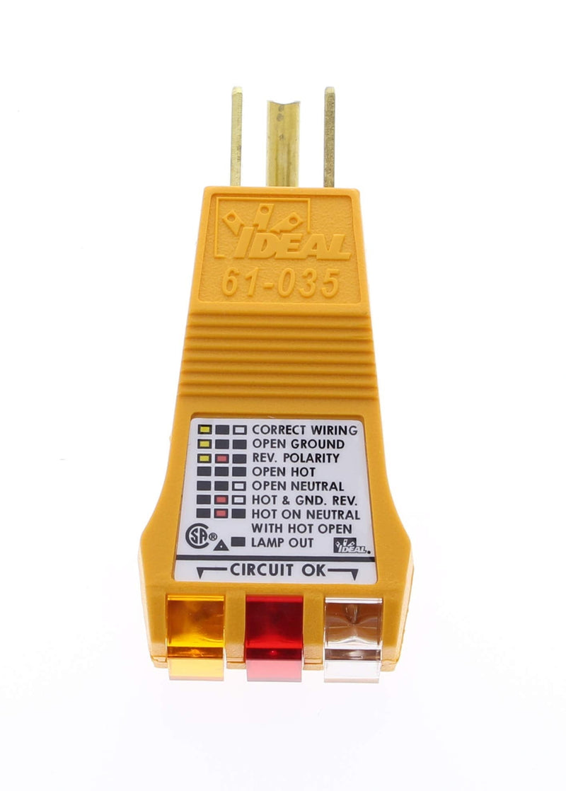 IDEAL INDUSTRIES INC. 61-035 E-Z Check Receptacle Tester, 120VAC Heavy Duty Non-GFCI