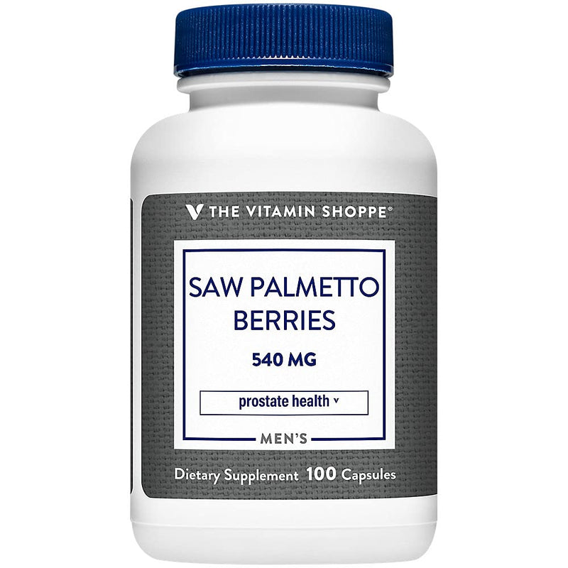 The Vitamin Shoppe Saw Palmetto Berries 540 MG, 100 Capsules | 540 MG Whole Saw Palmetto Berries per Capsule, Formulated to Support Prostate Health as Part of Men’s Daily Wellness 1 Count (Pack of 1)
