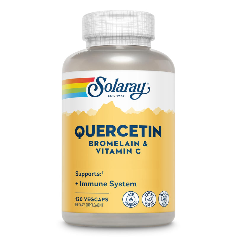 SOLARAY Quercetin Bromelain & Vitamin C, 120 VegCaps | Immune, Sinus & Antioxidant Support - Quercetin 500 mg, Vitamin C 1,235 mg - 60 Servings - Vegan, Lab Verified 120 Count (Pack of 1)