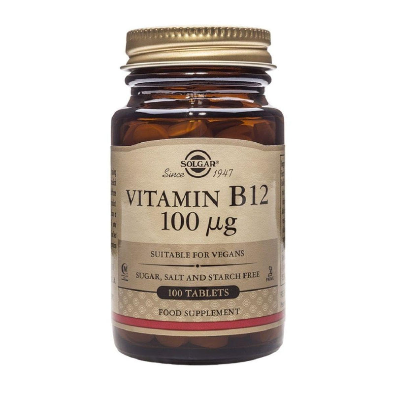 Vitamin B-12 100mcg Solgar 100 Tabs | Reduce Fatigue · Supports Nervous System & Red Blood Cells · Vegan, Gluten Free 100 Count (Pack of 1)