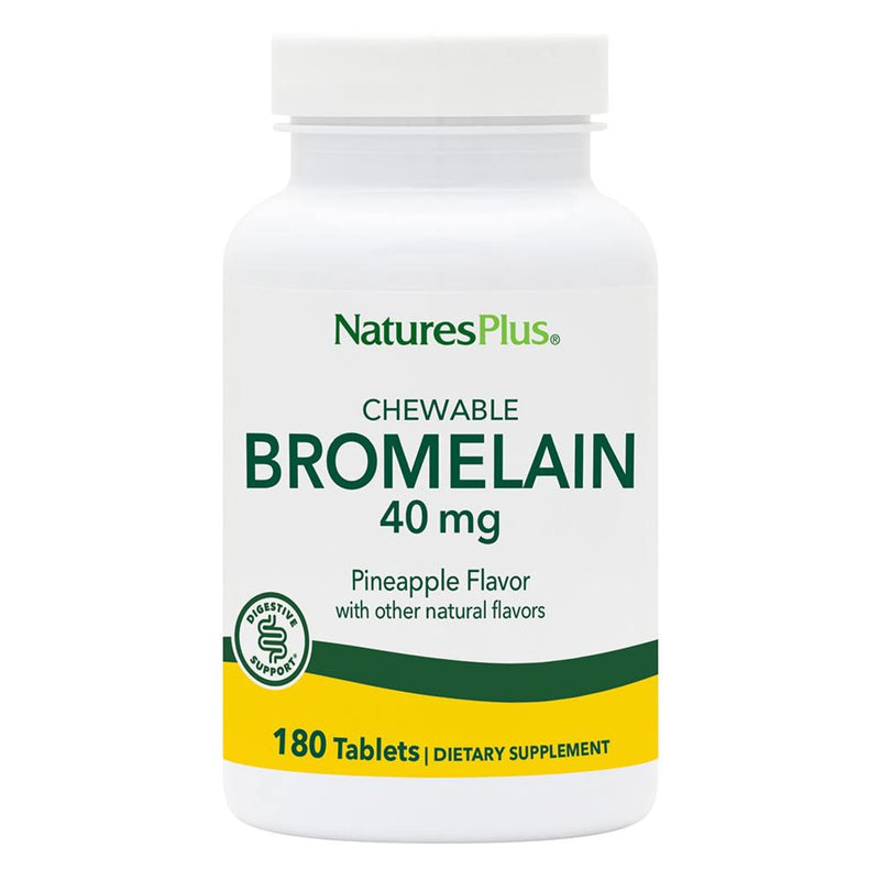 NaturesPlus Chewable Bromelain - 40 mg - Natural Proteolytic Enzyme Supplement - 180 Chewable Tablets ( 180 Servings ) - BeesActive Australia