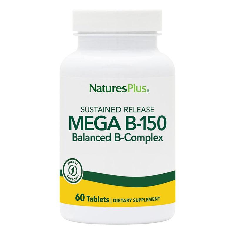 NaturesPlus Mega B-150 Complex - 60 Sustained Release Vegetarian Tablets - Maximum Potency B Complex Vitamin Supplement - Energy & Brain Booster - Gluten Free - 60 Servings 60 Count (Pack of 1)