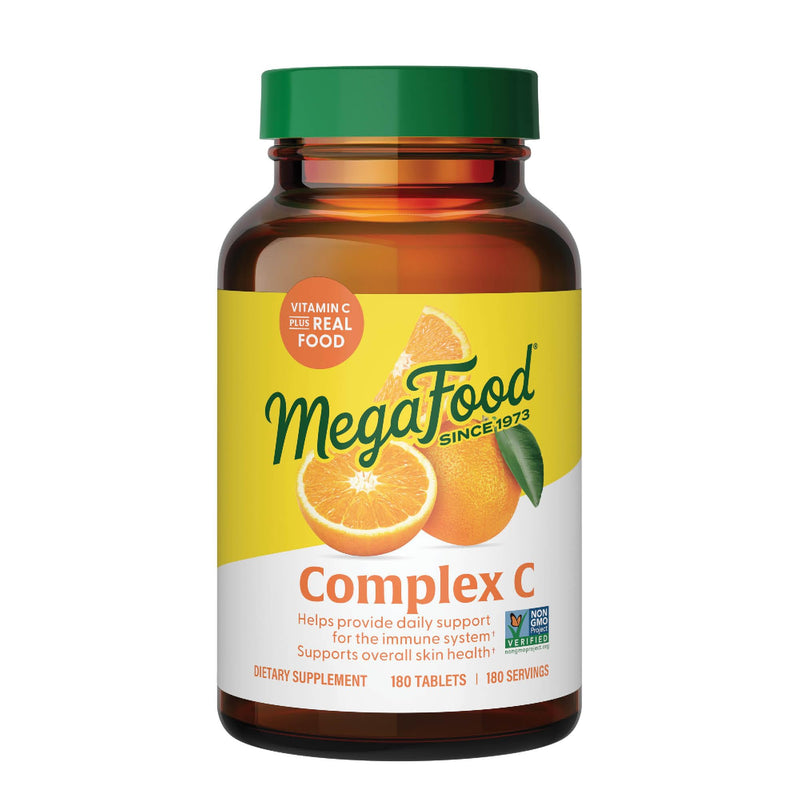 MegaFood Complex C, Vitamin C Immune Support Supplement, 180 Tablets | Daily Support for a Healthy Immune System, 250mg Vitamin C per serving, Plus Real Food, Non-GMO, Vegan, 180 Servings 180 Count (Pack of 1)