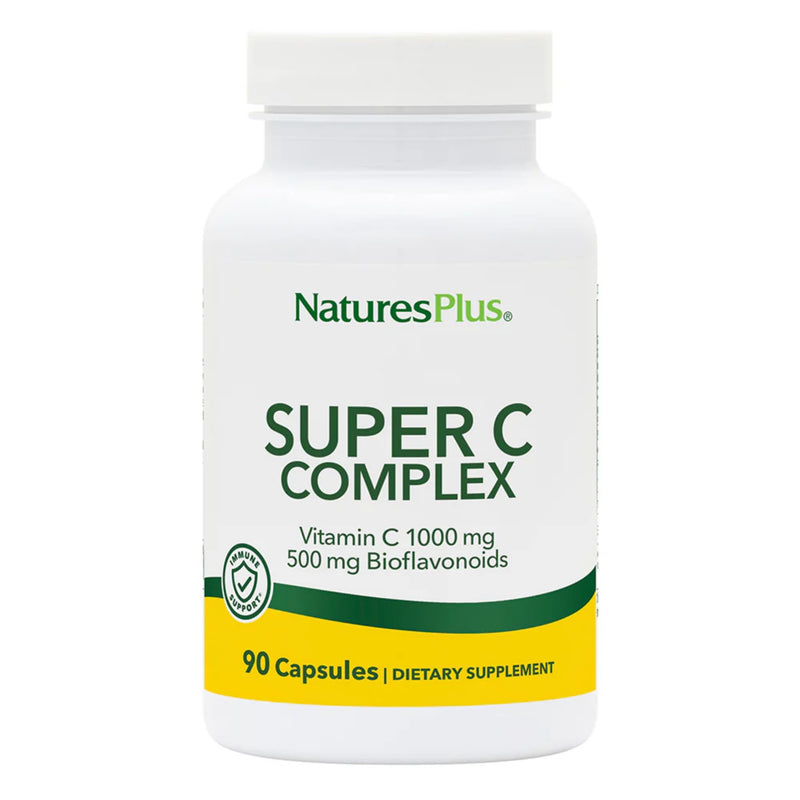 NaturesPlus Super C Complex - 90 Capsules - 1000 mg Vitamin C + 500 mg Bioflavonoids - Vegetarian, Gluten Free - 45 Servings 90 Count (Pack of 1)