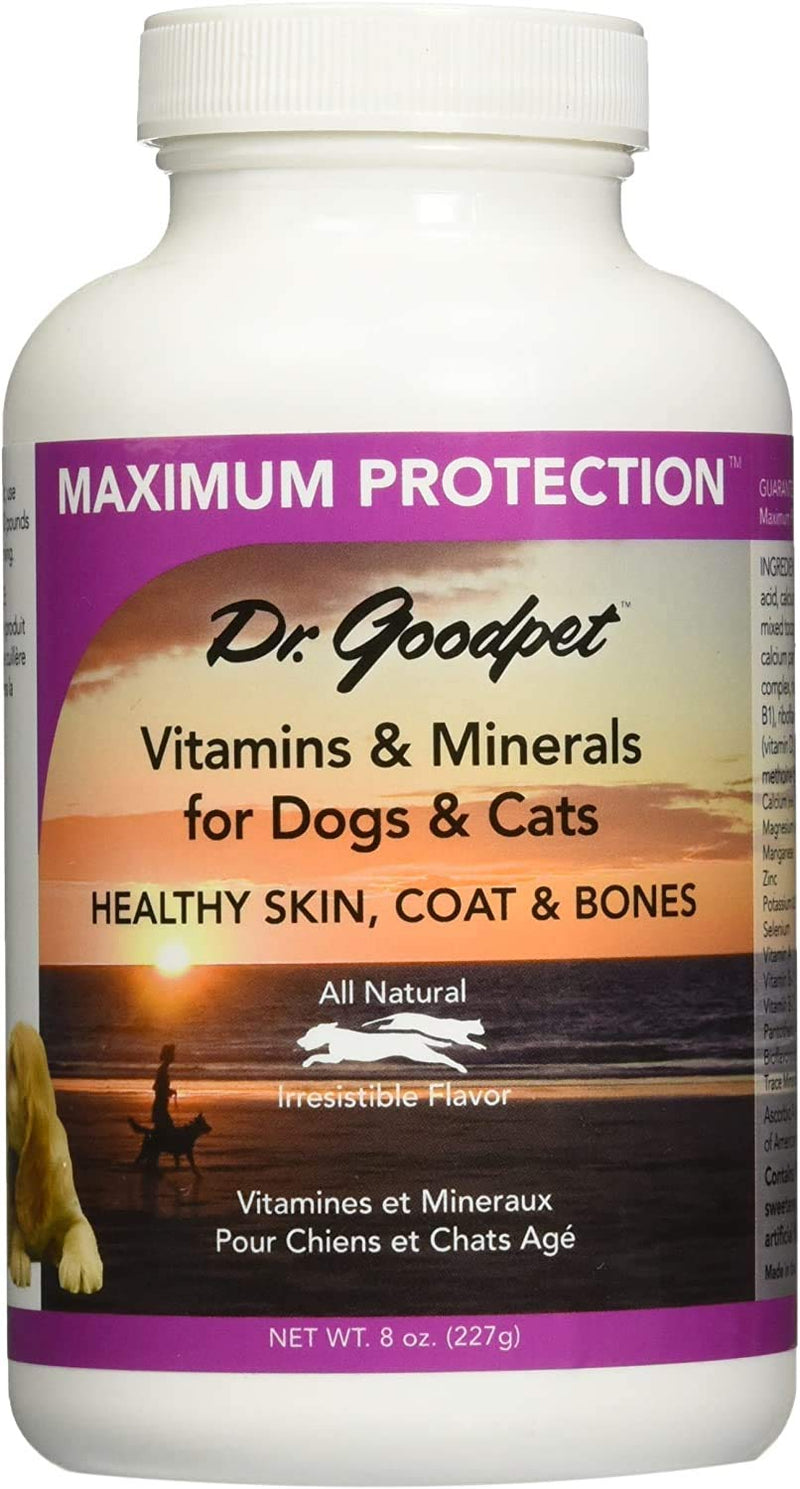 Dr. Goodpet Maximum Protection Formula – Daily Multivitamin & Trace Mineral Powder for Dogs & Cats – Human-Quality Vitamins C & E, Zinc & 70+ Minerals – Skin, Coat, & Bone Support with Goats Milk Whey 8 oz