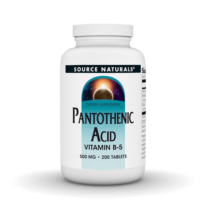 Source Naturals Pantothenic Acid, Vitamin B-5, 500 mg - 200 Tablets | Vegetarian Dietary Supplement | Energy Support*