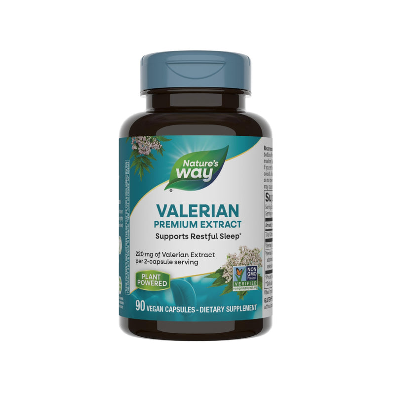 Nature's Way Valerian Premium Extract - 220 mg of valerian extract per 2-capsule Serving - Supports Restful Sleep* - Non-GMO Project Verified - Herbal Supplements - Gluten Free - 90 Capsules 90 Count (Pack of 1) - BeesActive Australia