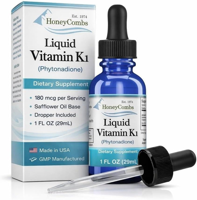 Vitamin K1 Liquid Drops, 1 oz | Safflower Oil, For Newborns and Adults, Oral Phytonadione Supplement, Made in USA 1 Ounce (Pack of 1)