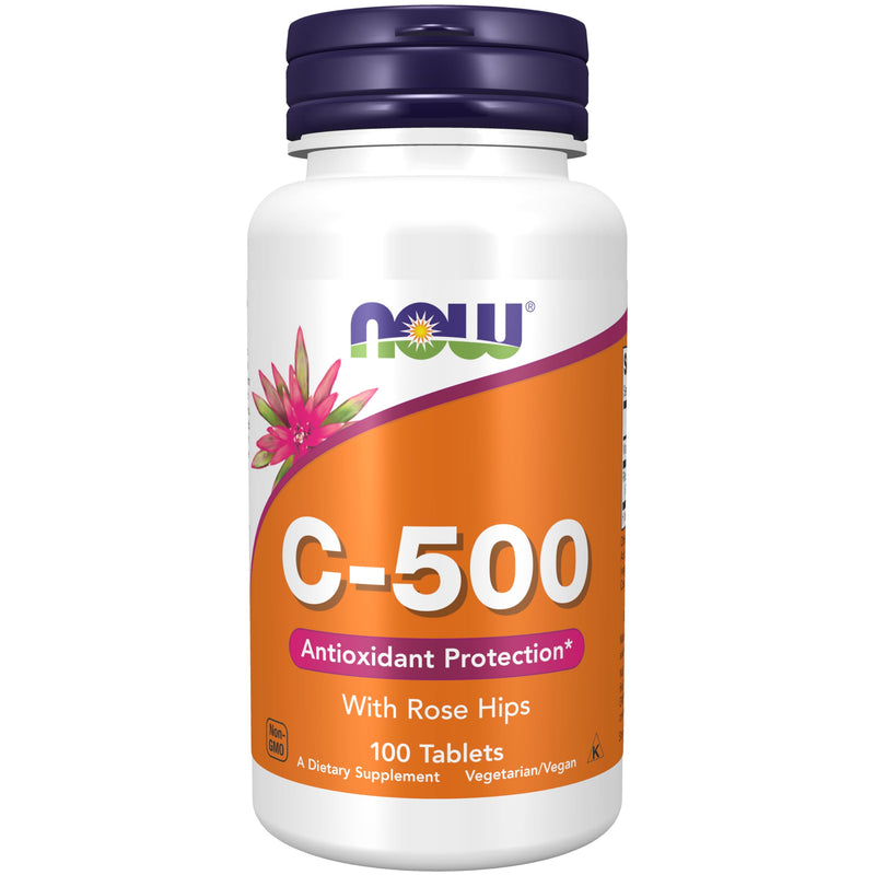 NOW Foods Supplements, Vitamin C-500 with Rose Hips, Antioxidant Protection*, 100 Tablets 100 Count (Pack of 1)