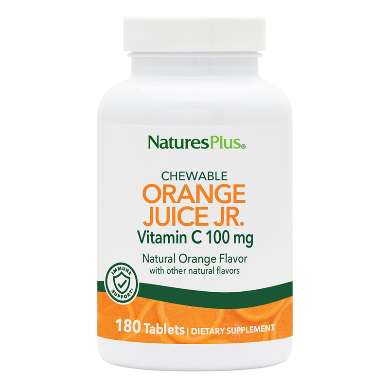 NaturesPlus Orange Juice Jr. - 180 Chewable Tablets - 100 mg Vitamin C - Immune System Support - Gentle on the Stomach - Vegan, Gluten Free - 180 Servings 180 Count (Pack of 1)