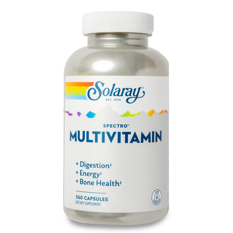 SOLARAY Spectro Multivitamin with Iron - Multi Vitamin with Calcium, Magnesium, Energizing Greens, Herbs & Digestive Enzymes - Digestion, Energy, and Bone Health Support (60 Servings, 360 Capsules) 360 Count (Pack of 1)