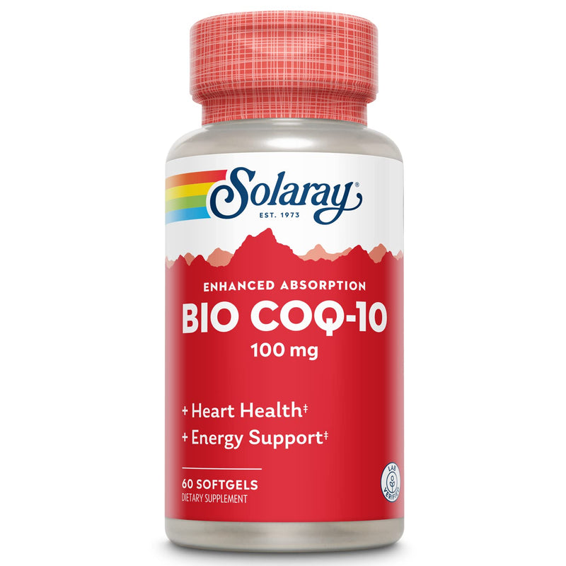 SOLARAY Bio CoQ10 100 mg, 60 Softgels | Heart & Cellular Energy Support, CoQsol Enhanced Absorption, Vitamins A & E, 60 Servings, Lab Verified