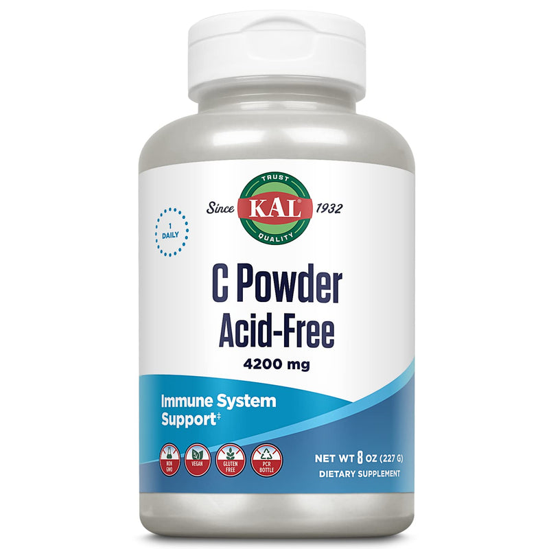 KAL Vitamin C Powder Acid-Free Unflavored Tablets, 4200 mg, 8 Ounce 8 Ounce (Pack of 1)