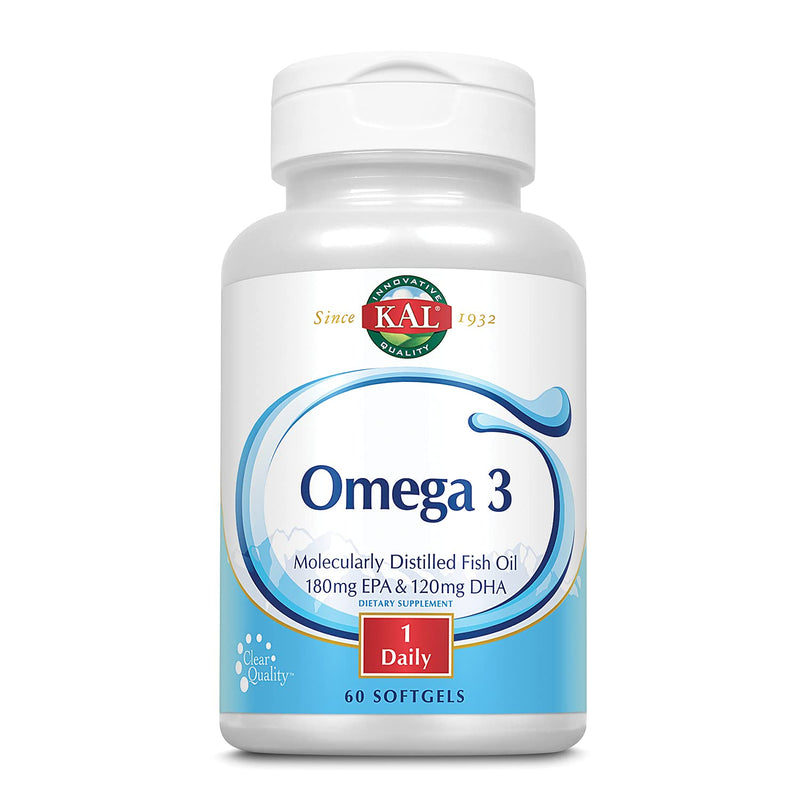 KAL 180/120 1000 Mg Omega 3 Fish, 60 Count 60 Count (Pack of 1)