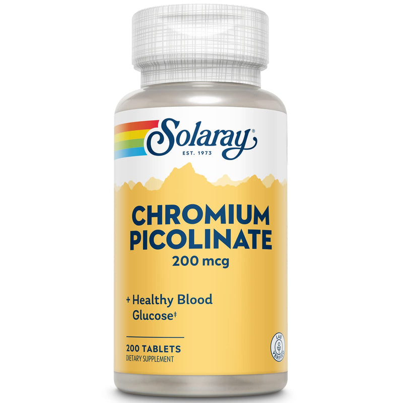 Solaray Chromium Picolinate Tablets, 200 mcg | 200 Count 200 Count (Pack of 1)