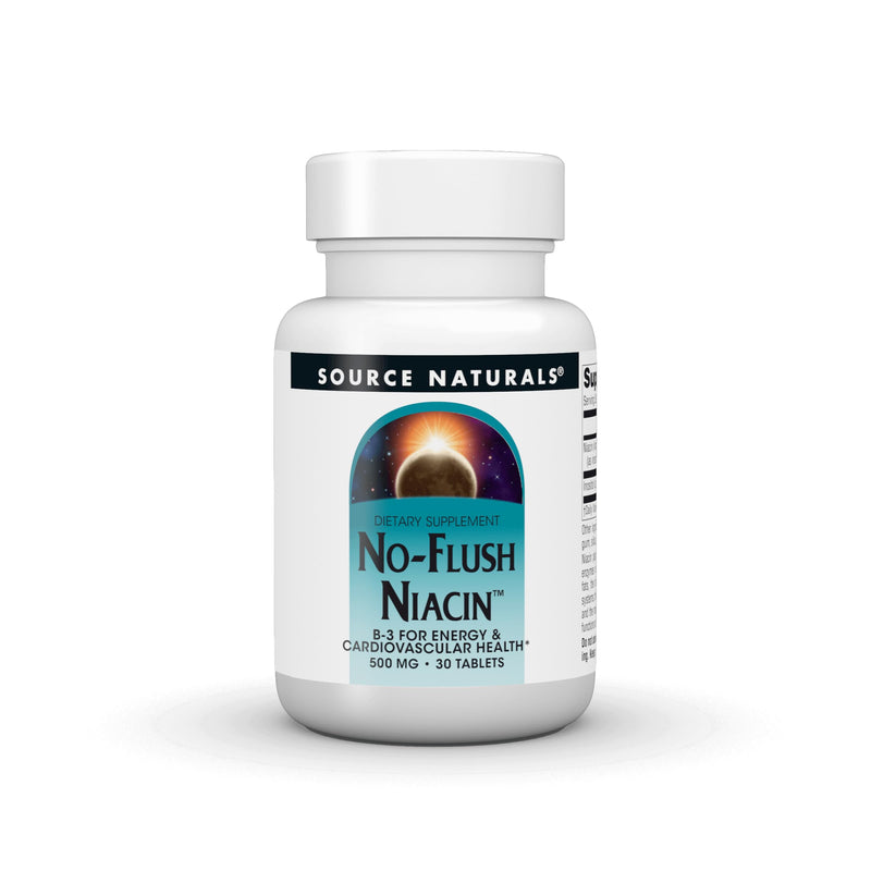 Source Naturals No-Flush Niacin, B-3, 500 mg - 30 VegetarianTablets | Cardiovasular Health | Energy Support*