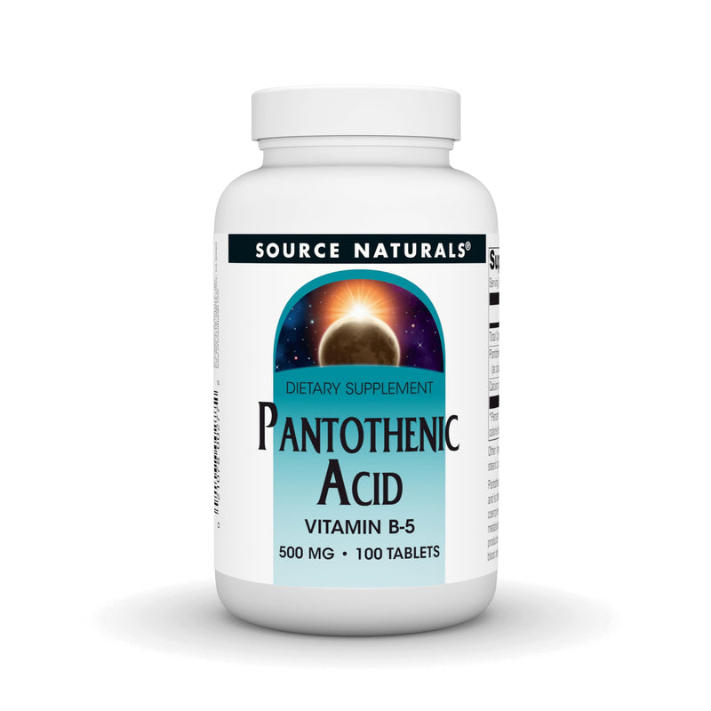 Source Naturals Pantothenic Acid, Vitamin B-5, 500 mg - 100 Tablets | Dietary Supplement | Energy Support*