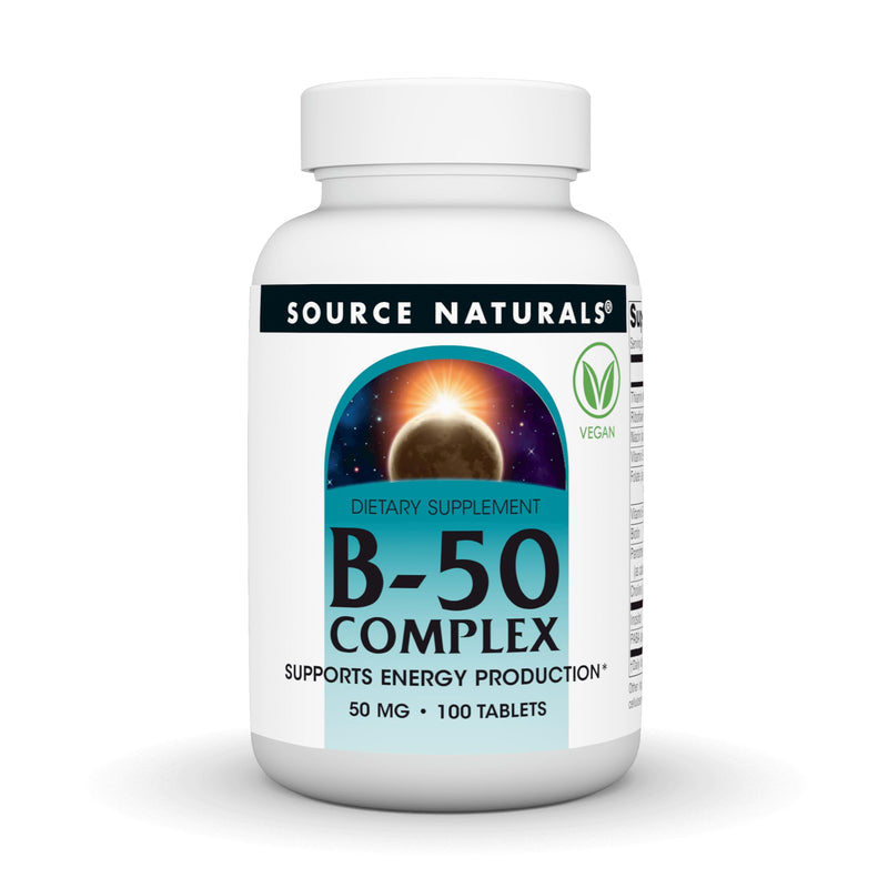 Source Naturals B-50 Complex, 50 mg -100 Vegan Tablets | Supports Energy Production* 1 100 Count (Pack of 1)