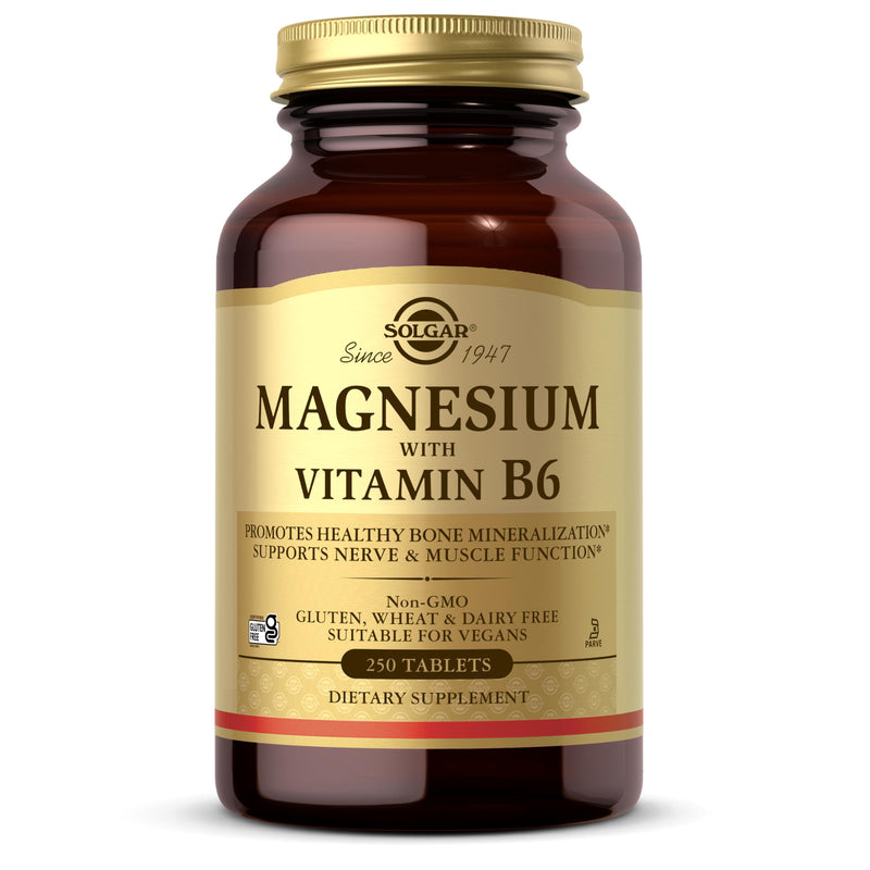 Solgar Magnesium with Vitamin B6, 250 Tablets - Energy Metabolism 250 Count (Pack of 1)