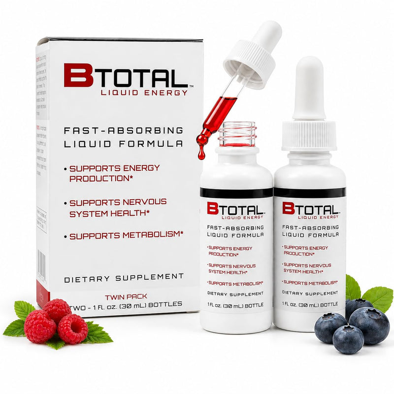 Sublingual Vitamin B Complex Liquid Drops, B12, Berry, 2 fl oz | Fast sublingual liquid B-complex with B12 for energy, brain & focus - vegetarian berry drops, twin pack (2 fl oz total)