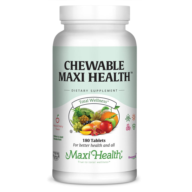 Maxi Health® Kids Multivitamin with Iron, Chewable (180 Tablets) | Kosher | Multivitamin for Kids with Iron & Zinc | Cherry Chewables for Daily Nutrition Support | Non-GMO | Doctor Formulated 180 Count (Pack of 1)
