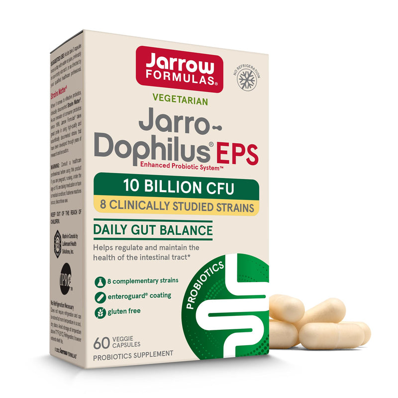 Jarrow Jarro Dophilus Probiotics - Probiotic Supplement, Gut Health, 60 Ct | Gut Health Support, 10 Billion CFU, 8 Probiotic Strains, Intestinal and Digestive Health For Women & Men, Shelf-Stable 60 Count (Pack of 1)