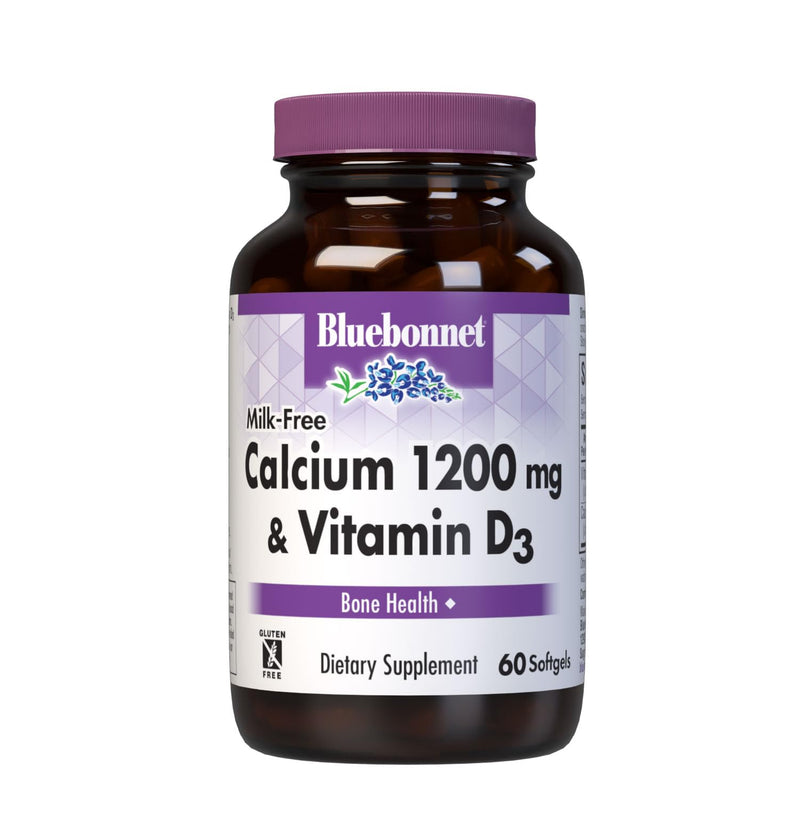 Bluebonnet Nutrition Milk-Free Calcium 1,200 mg Plus Vitamin D3 400 IU - High Potency, Maximum Absorption Strong Healthy Bones & Immune Health Support Supplement, Gluten-Free, Dairy-Free, 60 Softgels | Third-party tested for purity and potency; manufac...