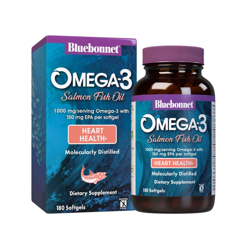 BlueBonnet Nutrition Omega 3 1000 mg, 180 Softgels | Heart Health Supplement for Women & Men