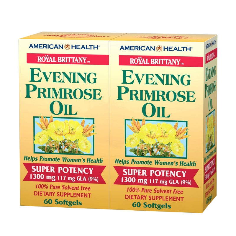 American Health Dietary Fiber Supplements, Royal Brittany Evening Primrose Oil, Pack of 2, 60 Count 60 Count (Pack of 2)