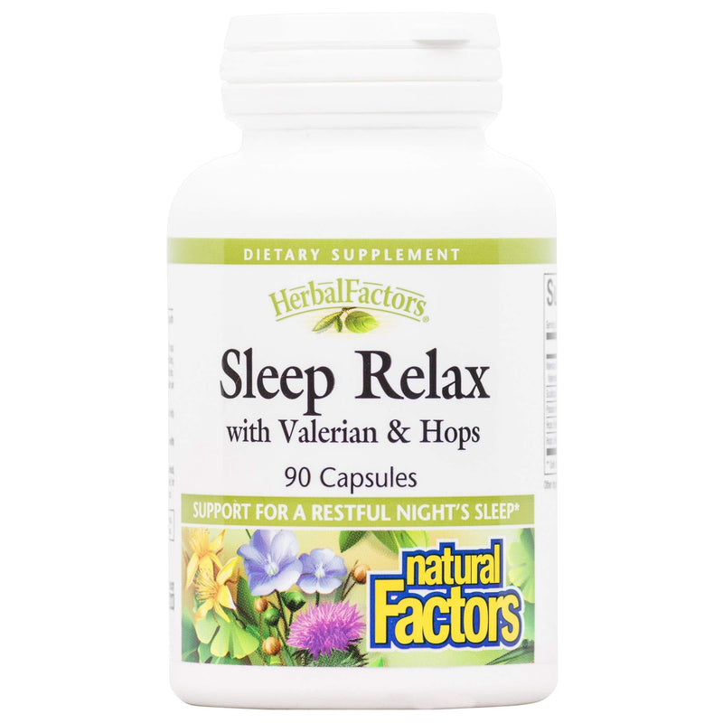 Natural Factors Herbal Factors Sleep Relax Formula, Natural Sleep Aid with Valerian Root, Passion Flower and Skullcap, Non-GMO, 90 capsules (90 servings) - BeesActive Australia