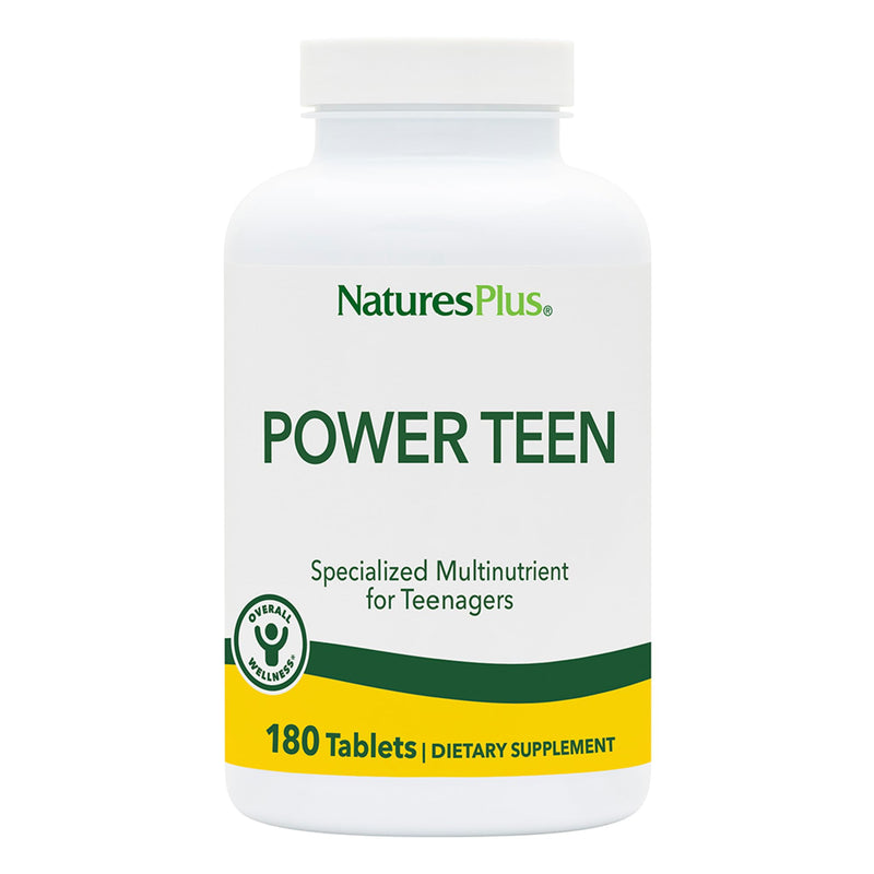 NaturesPlus Source of Life Power Teen - 180 Vegetarian Tablets - Teen Multivitamin with Minerals & Whole Foods for Mental Focus, Energy Booster - Gluten-Free - 90 Servings