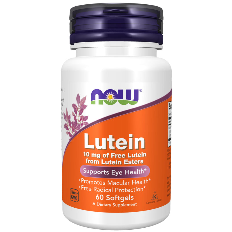 NOW Foods Supplements, Lutein 10 mg with 10 mg of Free Lutein from Lutein Esters, 60 Softgels 60 Count (Pack of 1)