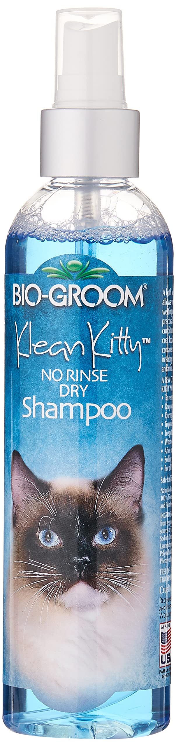 Bio-Groom Klean Kitty Waterless Cat Shampoo – No-Rinse, Cat Bathing Supplies, Kitten Wash, Cat & Dog Grooming Supplies, Cruelty-Free, Made in USA, Dry Shampoo Spray, Cat Products – 8 fl oz 1-Pack